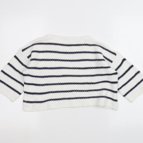 New Look Girls White Striped  Pullover Jumper Size 12-13 Years