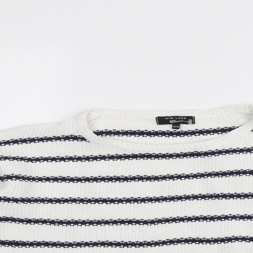 New Look Girls White Striped  Pullover Jumper Size 12-13 Years