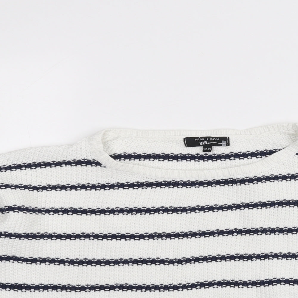 New Look Girls White Striped  Pullover Jumper Size 12-13 Years