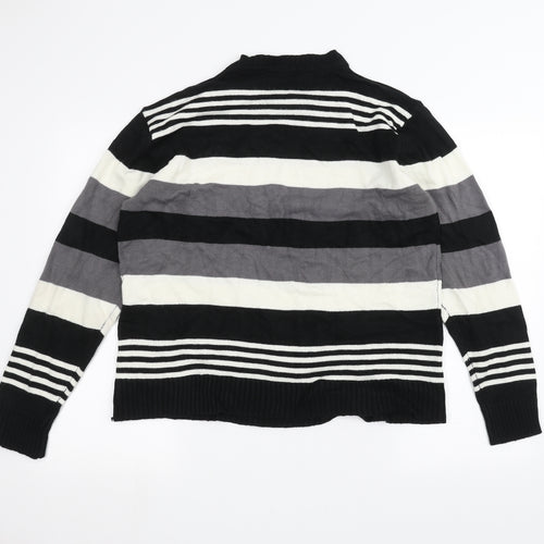 Ginaarti Mens Black Striped  Pullover Jumper Size L