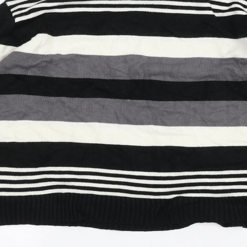 Ginaarti Mens Black Striped  Pullover Jumper Size L