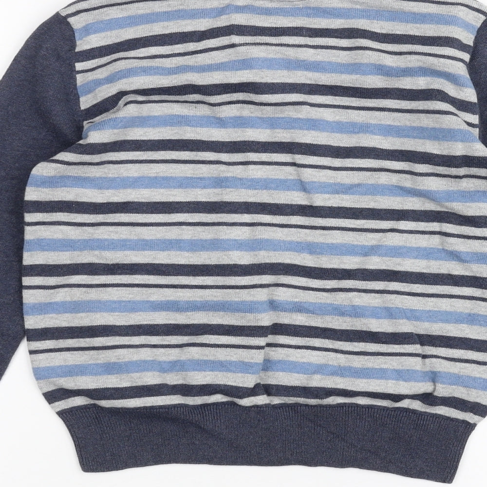 Undeniable Dudes Boys Blue Striped  Pullover Jumper Size 10 Years