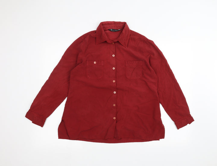 BHS Womens Red Basic Button-Up Size 14