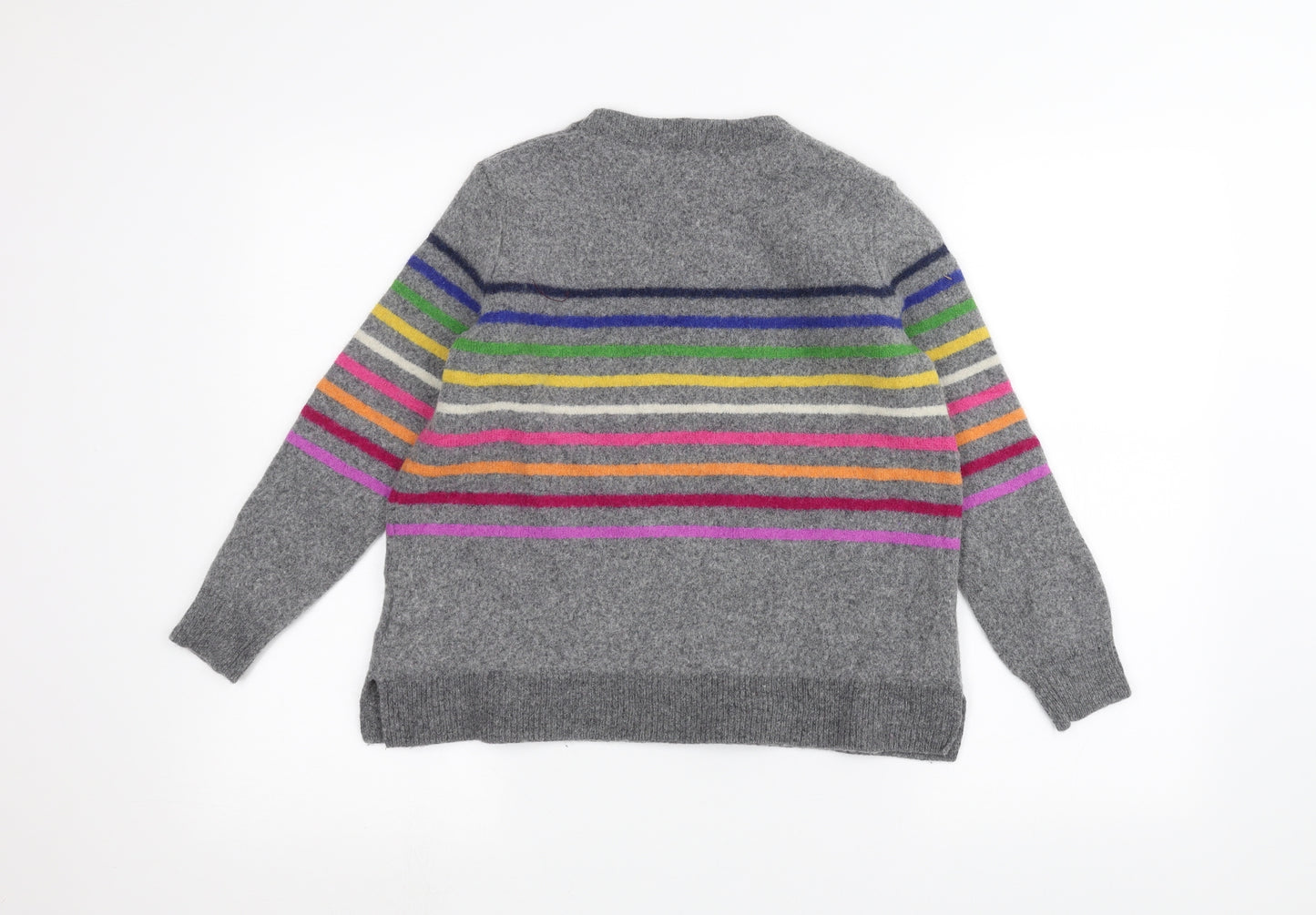 woollovers Girls Grey Striped  Pullover Jumper Size L