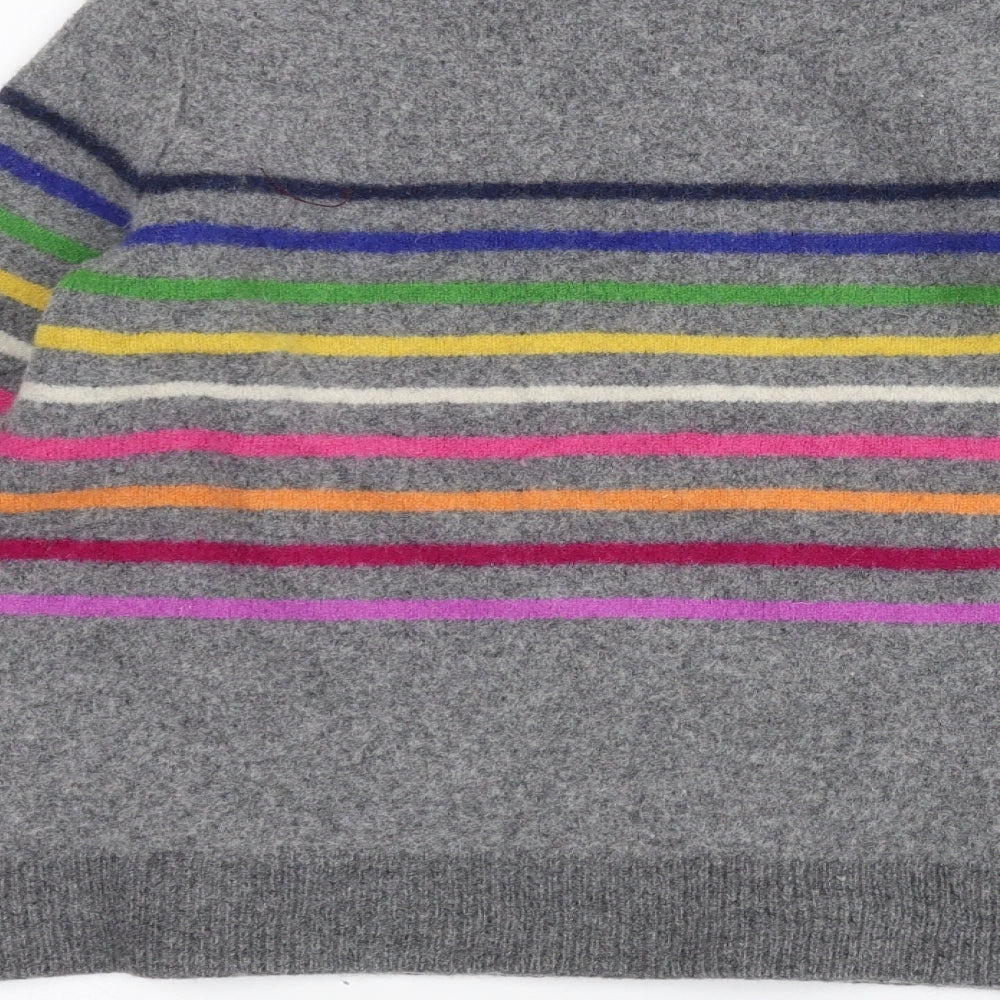 woollovers Girls Grey Striped  Pullover Jumper Size L