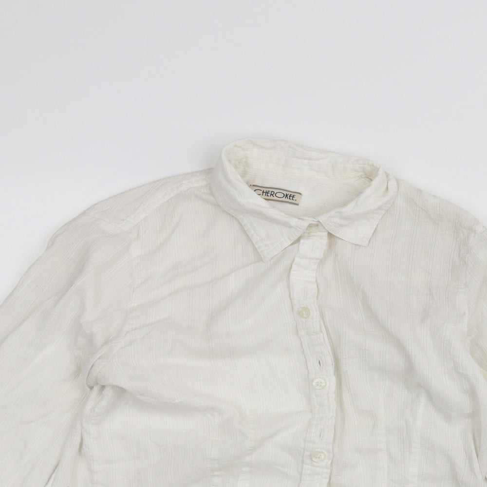 Cherokee Womens White   Basic Button-Up Size 10
