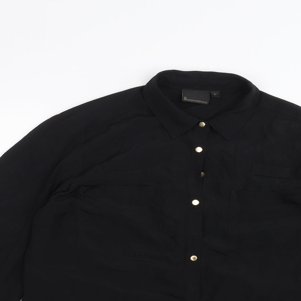 Incorporatewear Womens Black   Basic Button-Up Size 10