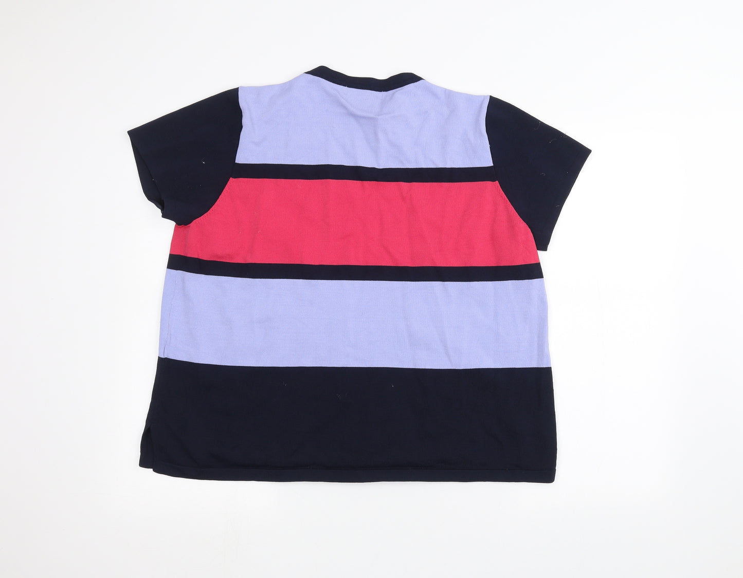 Marks and Spencer Womens Blue Striped  Basic T-Shirt Size 20