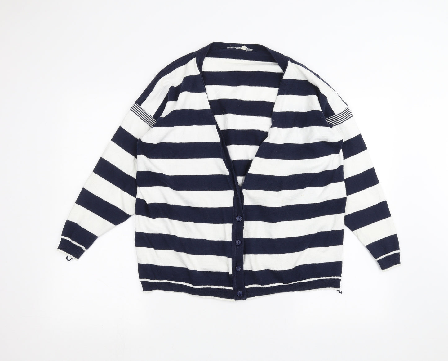 Preworn Womens Blue Striped  Cardigan Jumper Size M