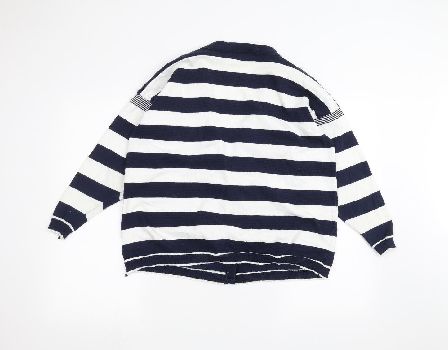 Preworn Womens Blue Striped  Cardigan Jumper Size M