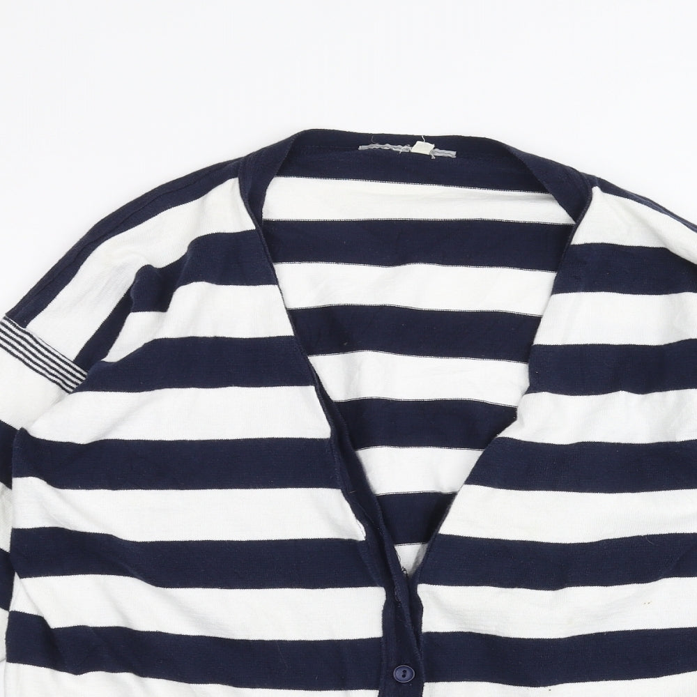 Preworn Womens Blue Striped  Cardigan Jumper Size M