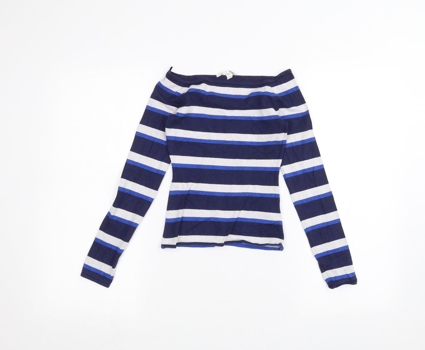 H&M Womens Blue Striped  Basic T-Shirt Size XS