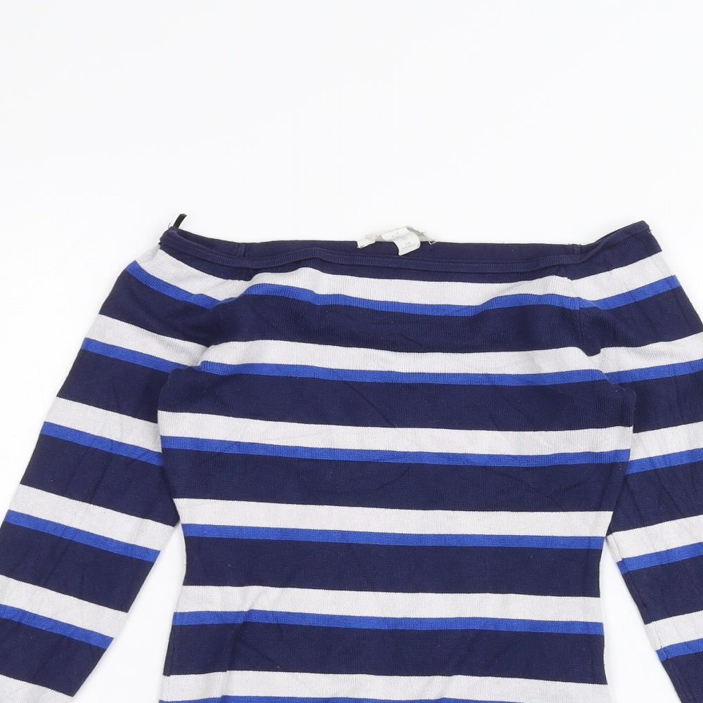 H&M Womens Blue Striped  Basic T-Shirt Size XS