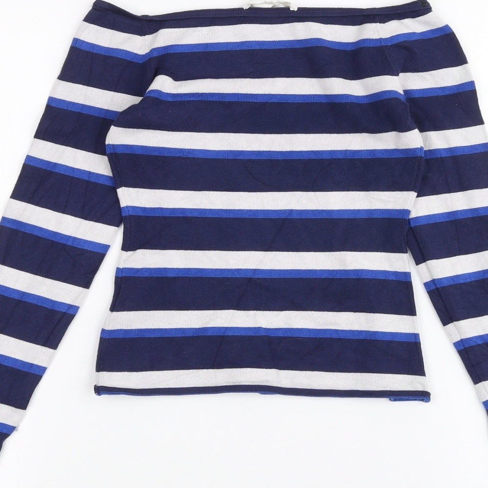 H&M Womens Blue Striped  Basic T-Shirt Size XS