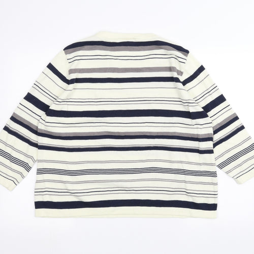 Cotswold Womens White Striped  Pullover Jumper Size 2XL