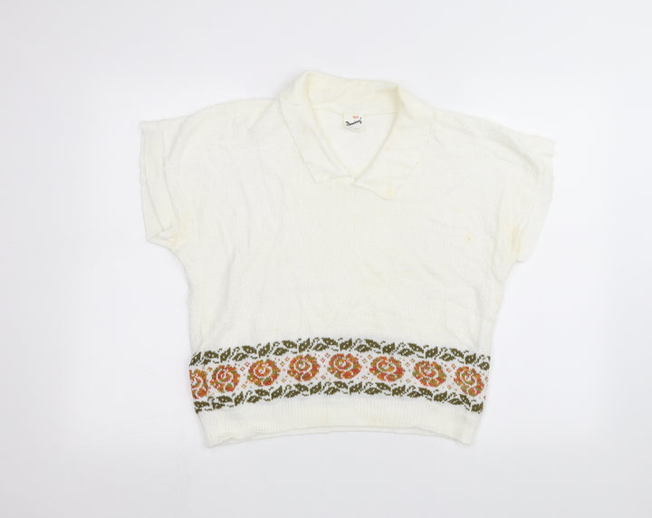 Dominant Womens White Pullover Jumper Size 16