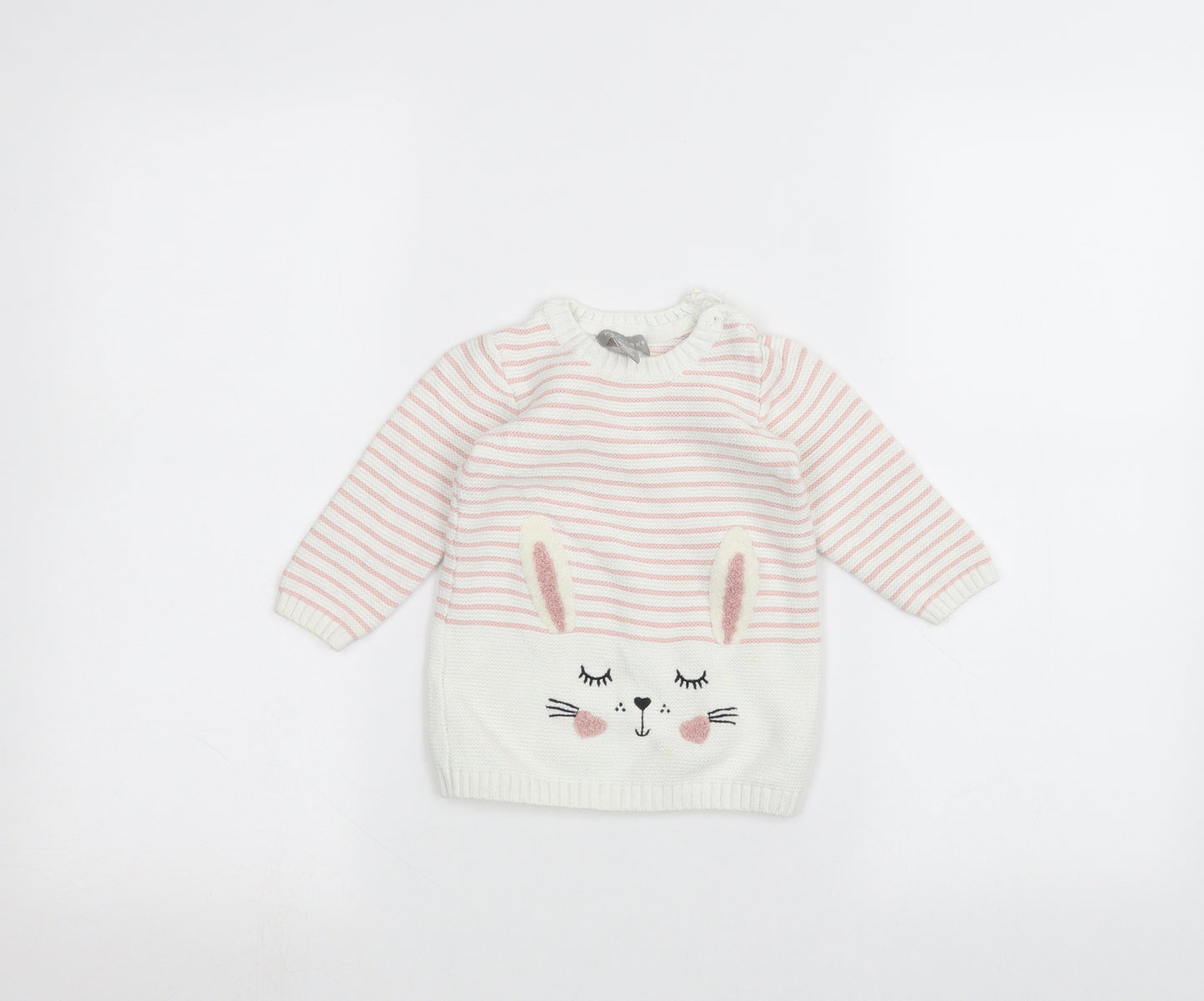 Primark Baby White Striped  Pullover Jumper Size 9-12 Months