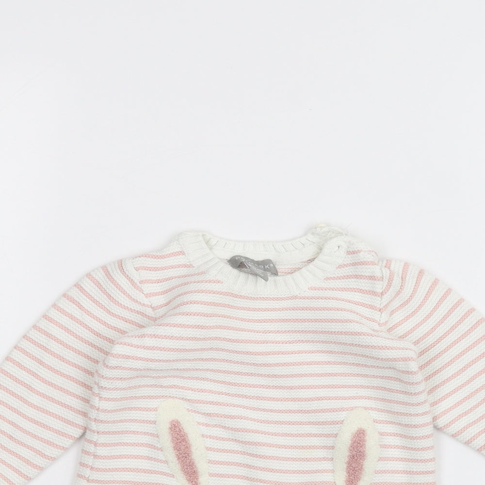 Primark Baby White Striped  Pullover Jumper Size 9-12 Months