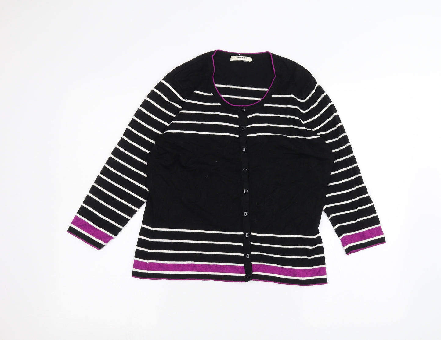 Precis Womens Black Striped  Cardigan Jumper Size M