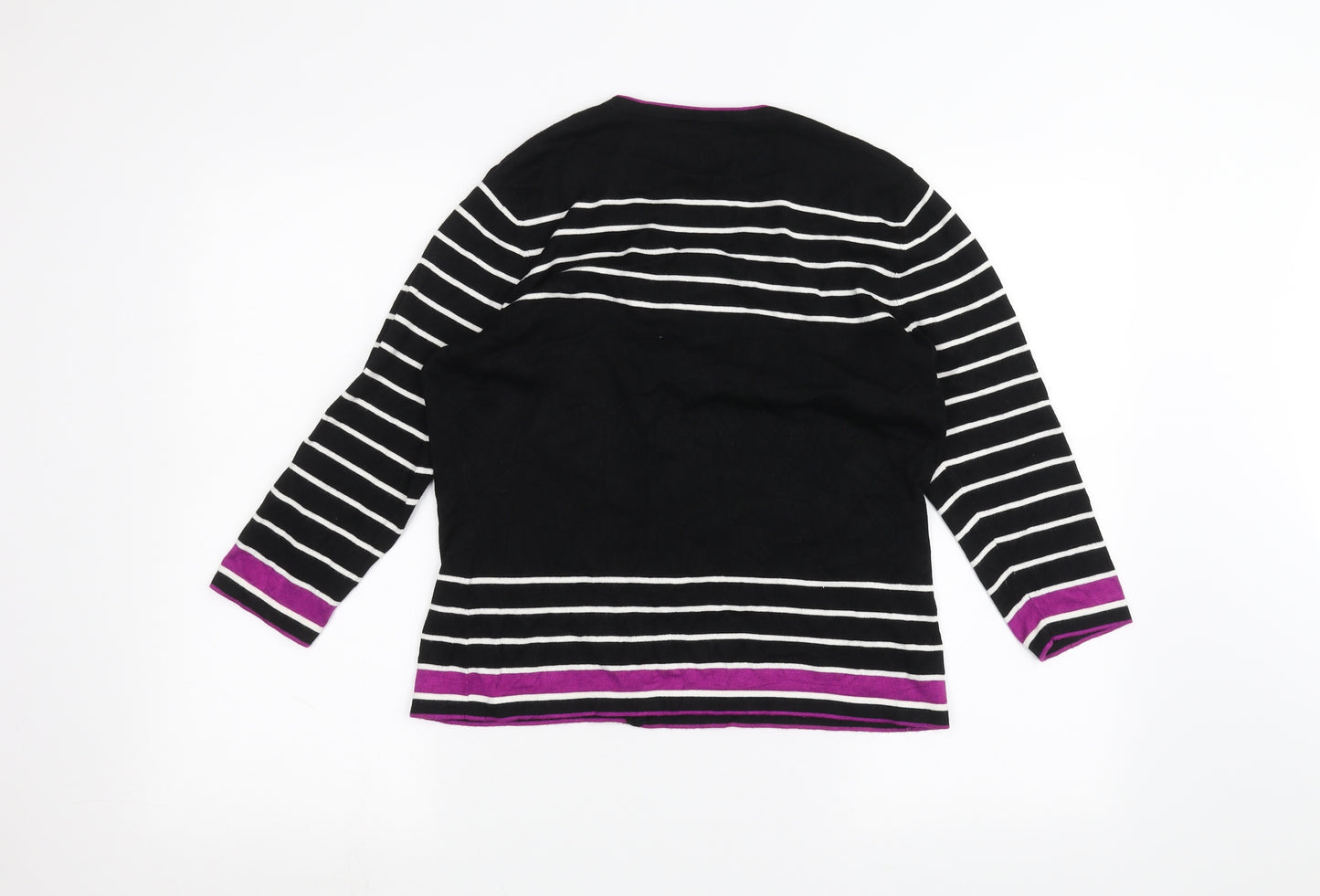 Precis Womens Black Striped  Cardigan Jumper Size M