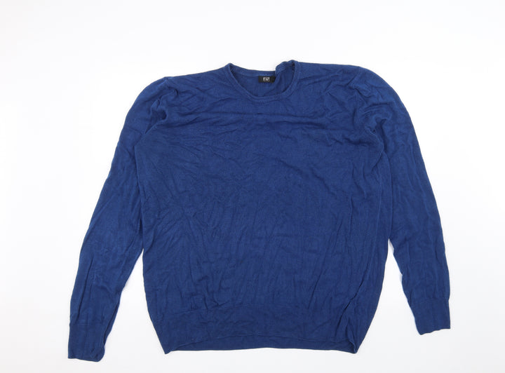 F&F Mens Blue Pullover Jumper Size 2XL
