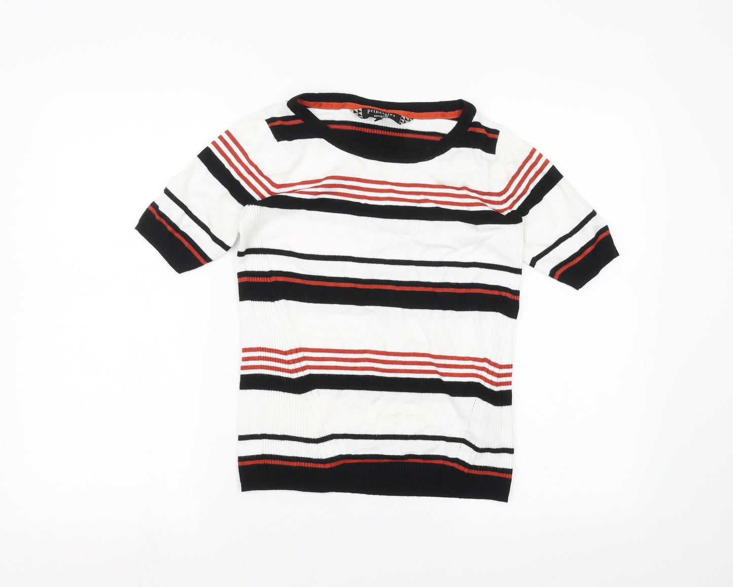 Principles Womens White Striped  Basic T-Shirt Size 8