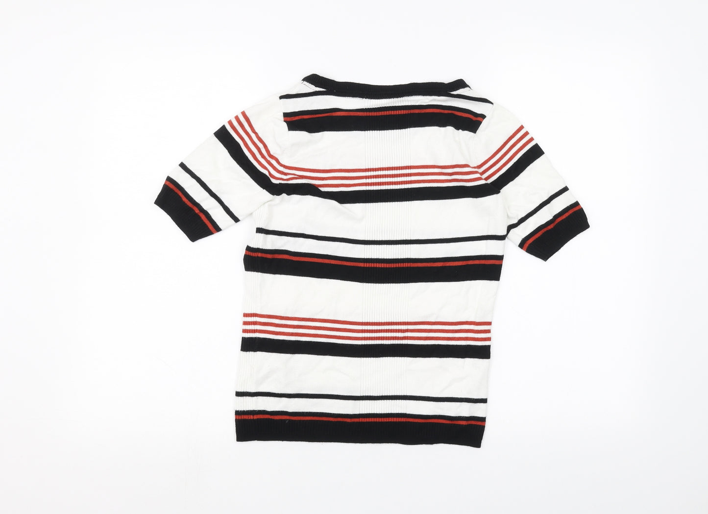 Principles Womens White Striped  Basic T-Shirt Size 8