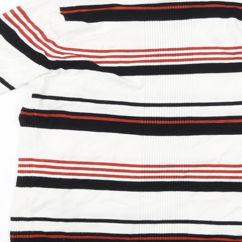 Principles Womens White Striped  Basic T-Shirt Size 8