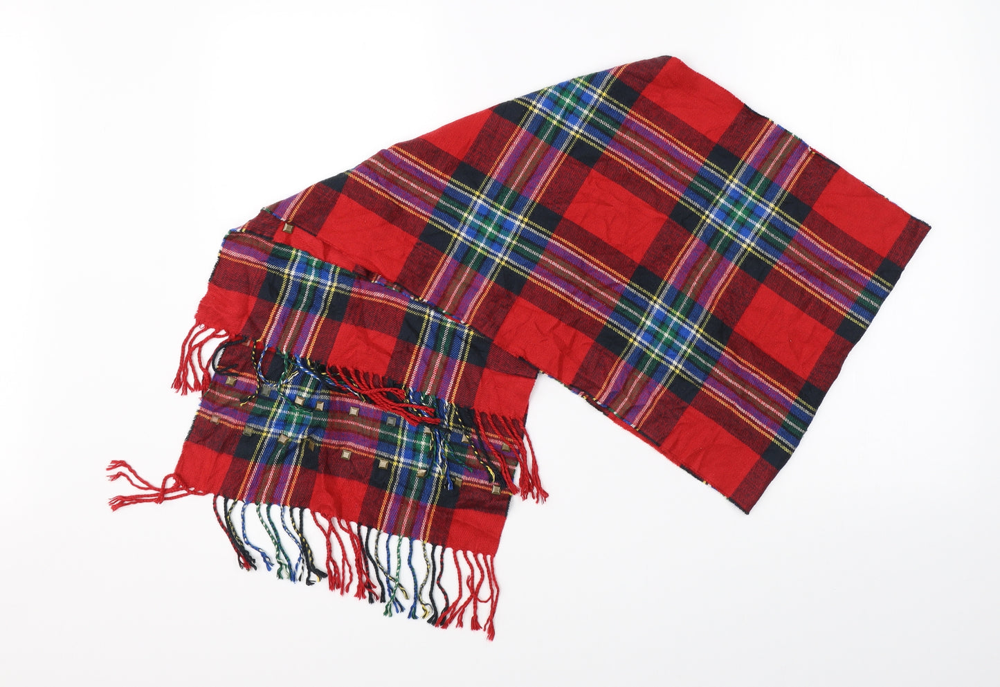 Preworn Unisex Red Check   Scarf