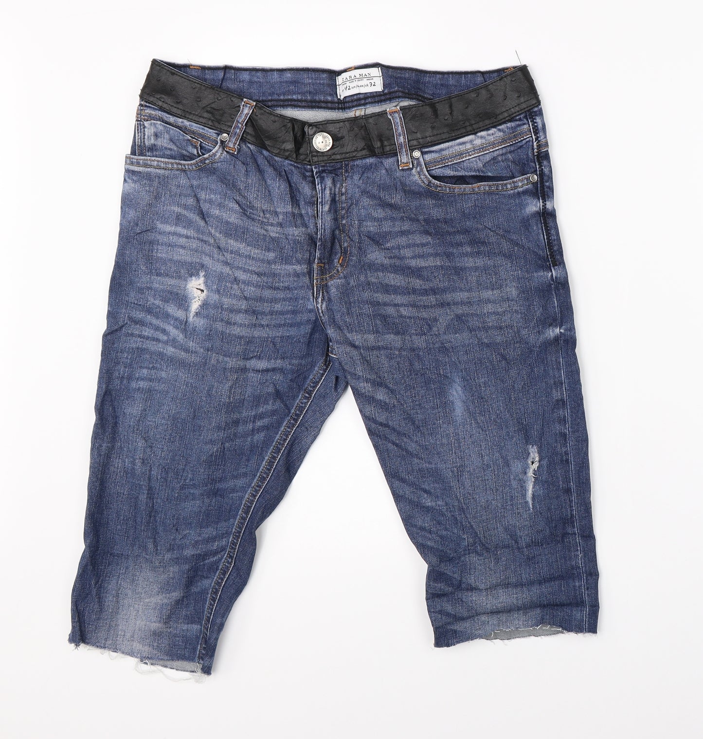 Zara Man Mens Blue  Denim Chino Shorts Size 32