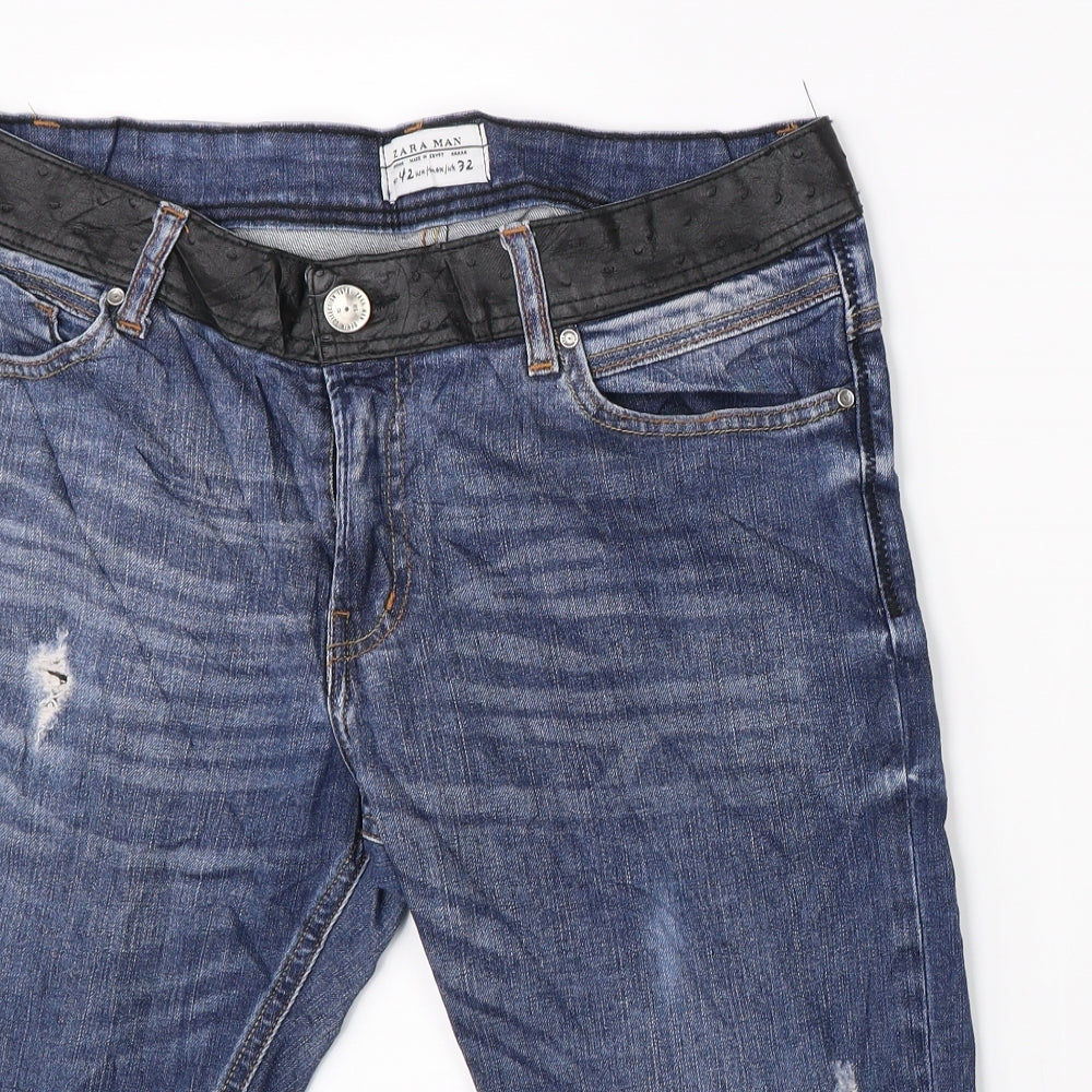 Zara Man Mens Blue  Denim Chino Shorts Size 32