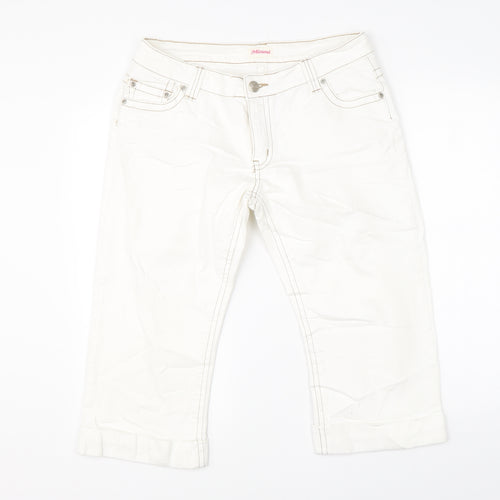 Miami Womens White  Denim Chino Shorts Size 32