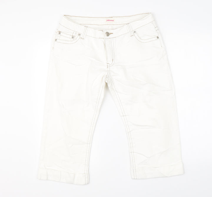 Miami Womens White  Denim Chino Shorts Size 32