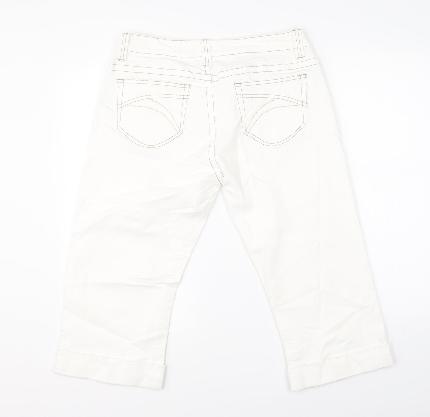 Miami Womens White  Denim Chino Shorts Size 32