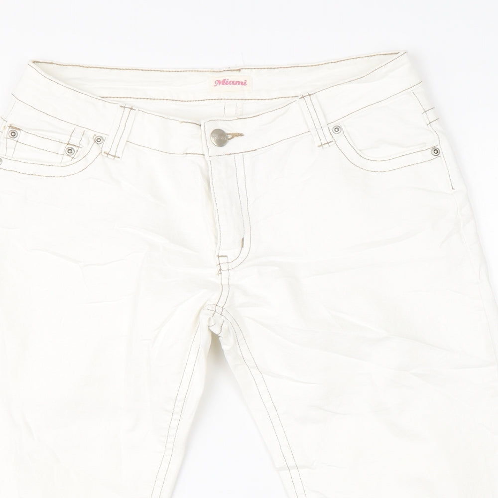 Miami Womens White  Denim Chino Shorts Size 32