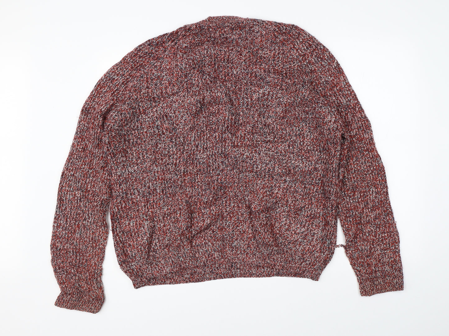 Debenhams Mens Red Herringbone Knit Pullover Jumper Size L