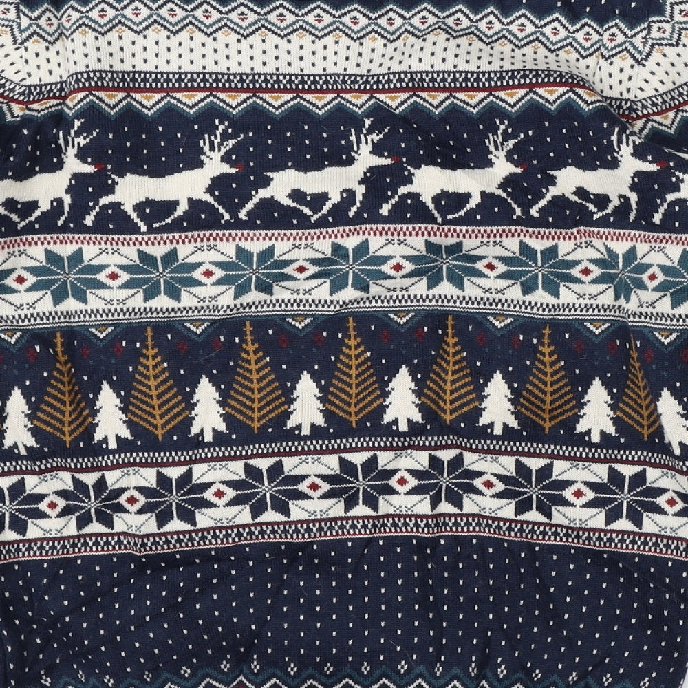 NEXT Mens Blue Fair Isle Knit Pullover Jumper Size S  - christmas light up