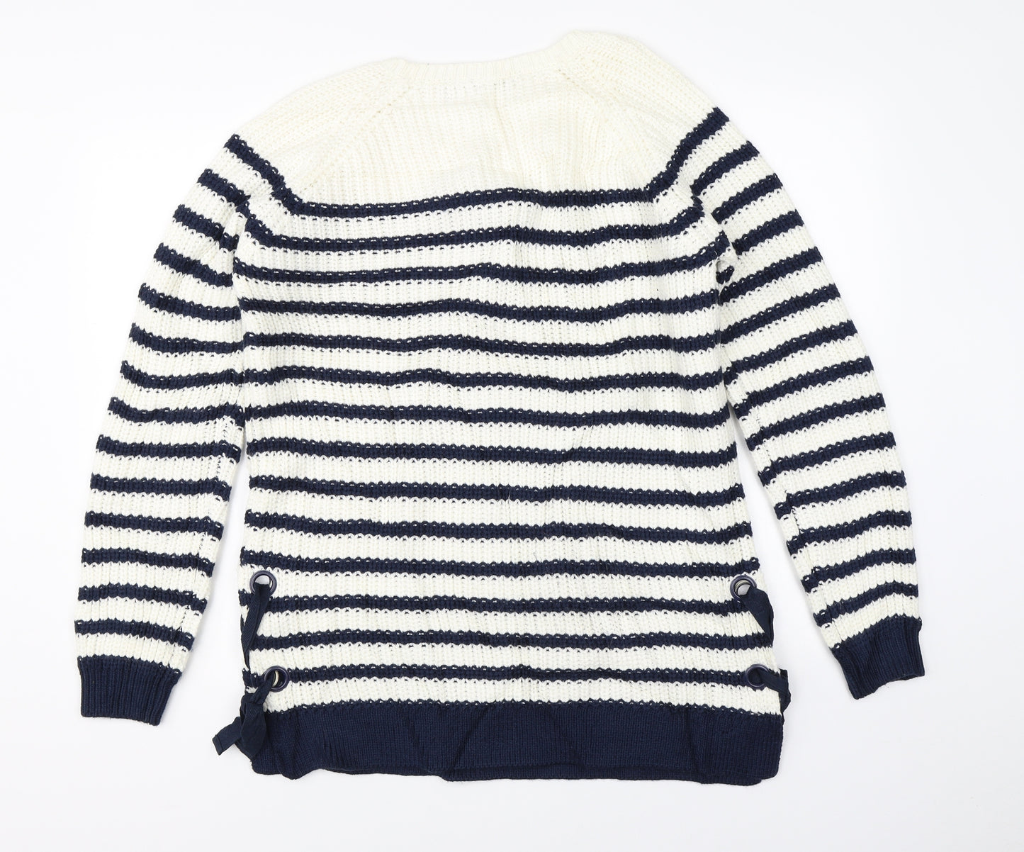 Dorothy Perkins Womens White Striped Knit Pullover Jumper Size 12
