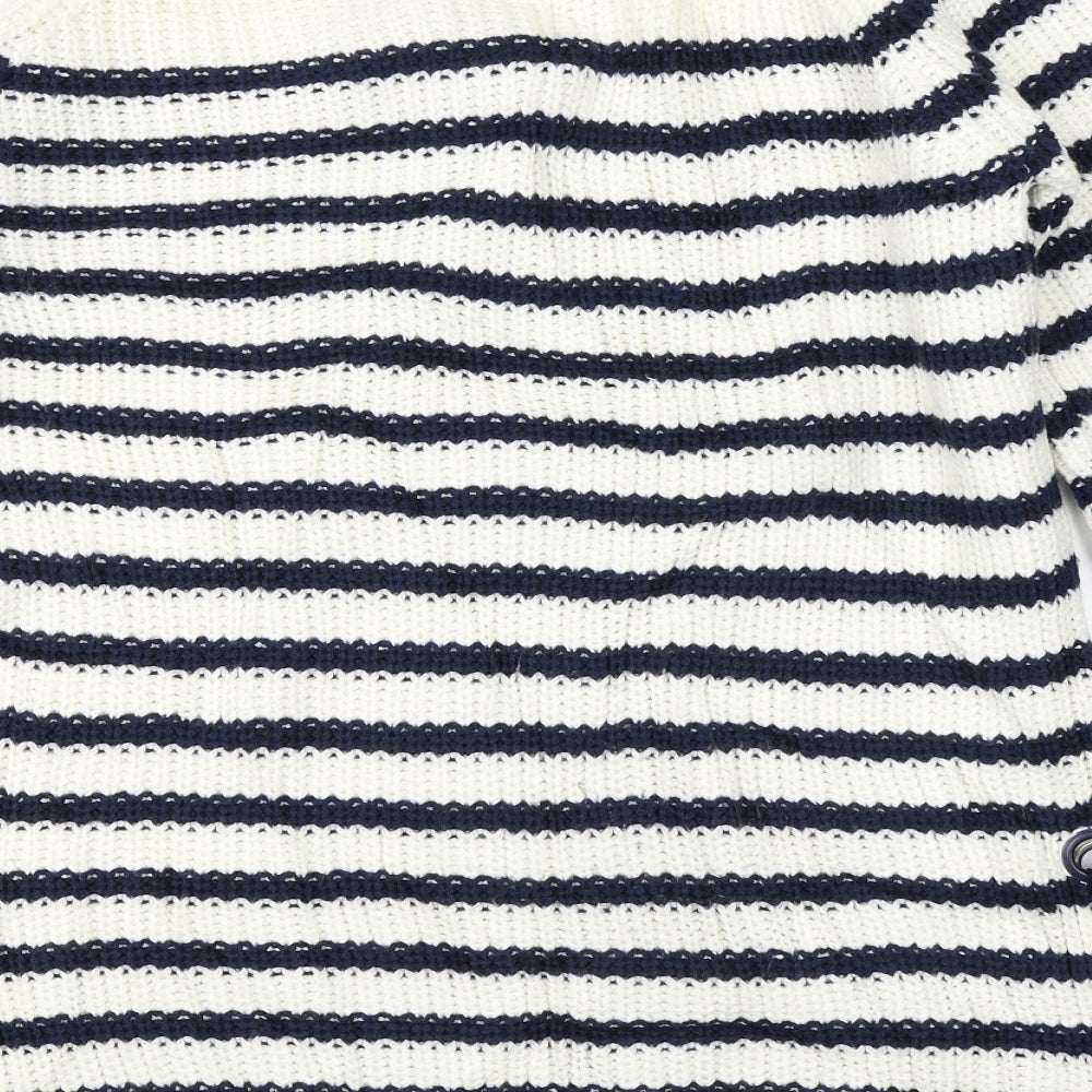 Dorothy Perkins Womens White Striped Knit Pullover Jumper Size 12