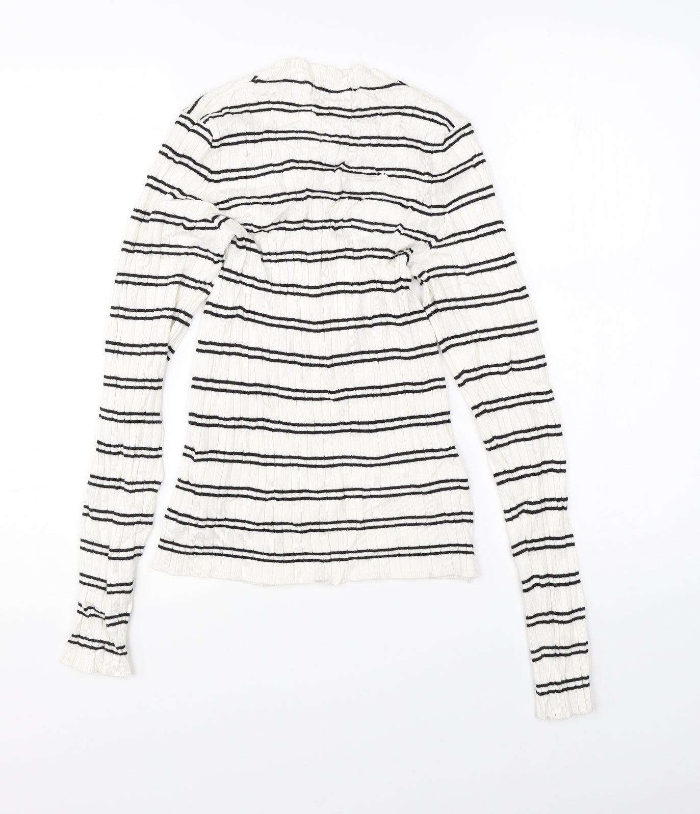 Bershka Womens White Striped  Pullover Jumper Size L