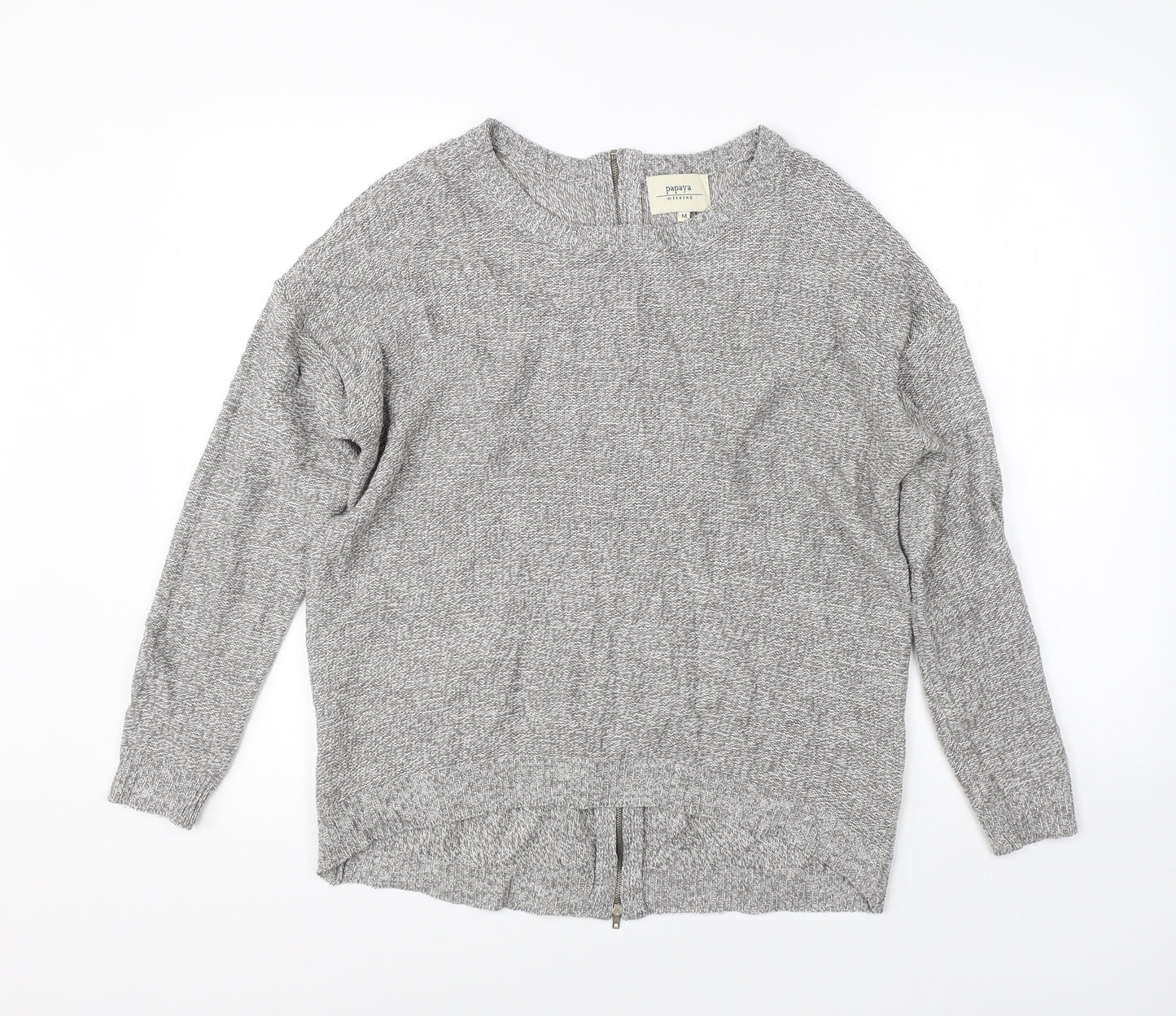 Papaya Womens Grey  Knit Full Zip Jumper Size M