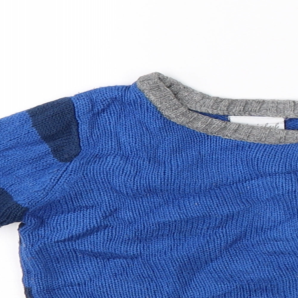 Mini Club Boys Blue Striped Knit Pullover Jumper Size 2-3 Years