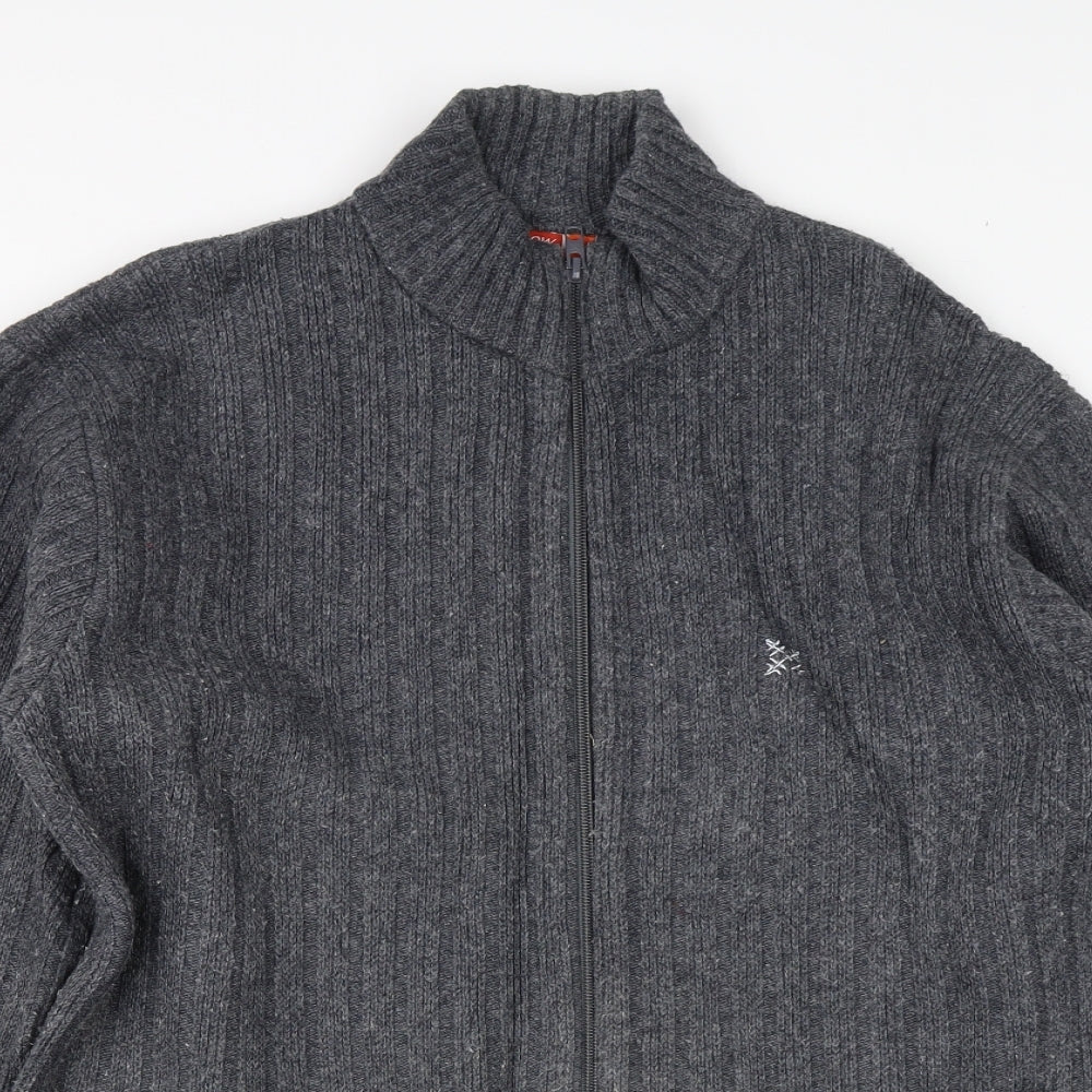 Oxbow Mens Grey  Knit Full Zip Jumper Size L