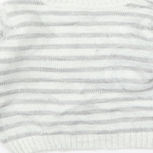 George Girls White Striped  Pullover Jumper Size 3-4 Years