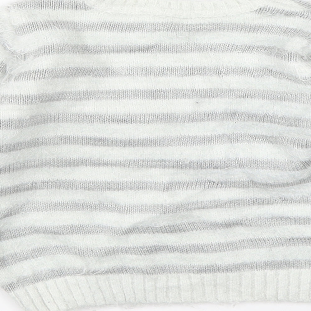 George Girls White Striped  Pullover Jumper Size 3-4 Years