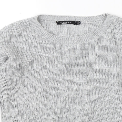 Boohoo Womens Grey  Knit Pullover Jumper Size 6