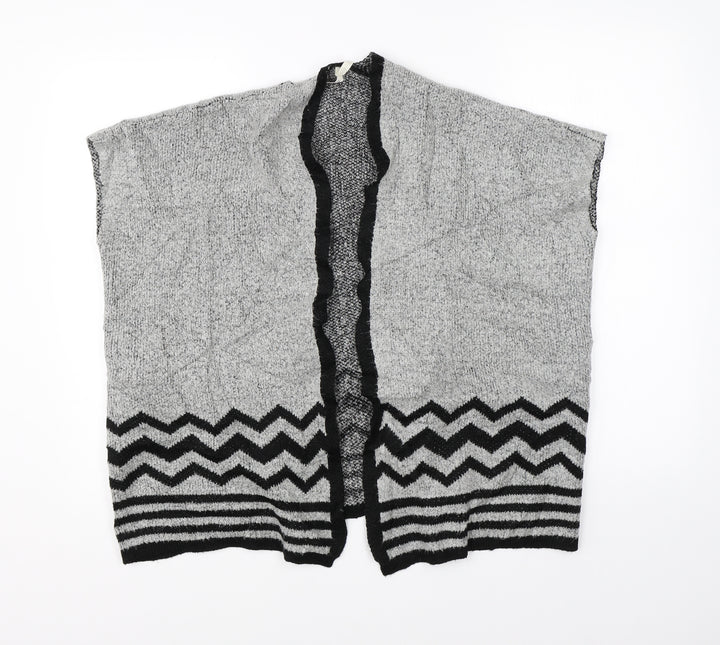 YD Girls Grey Striped Knit Cape Jumper Size 9-10 Years