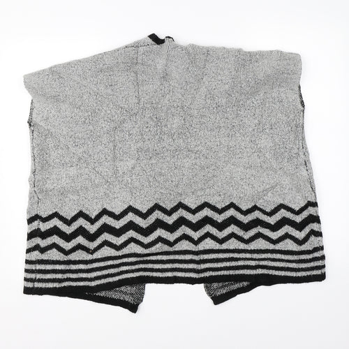 YD Girls Grey Striped Knit Cape Jumper Size 9-10 Years
