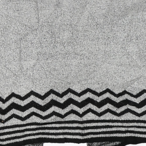 YD Girls Grey Striped Knit Cape Jumper Size 9-10 Years