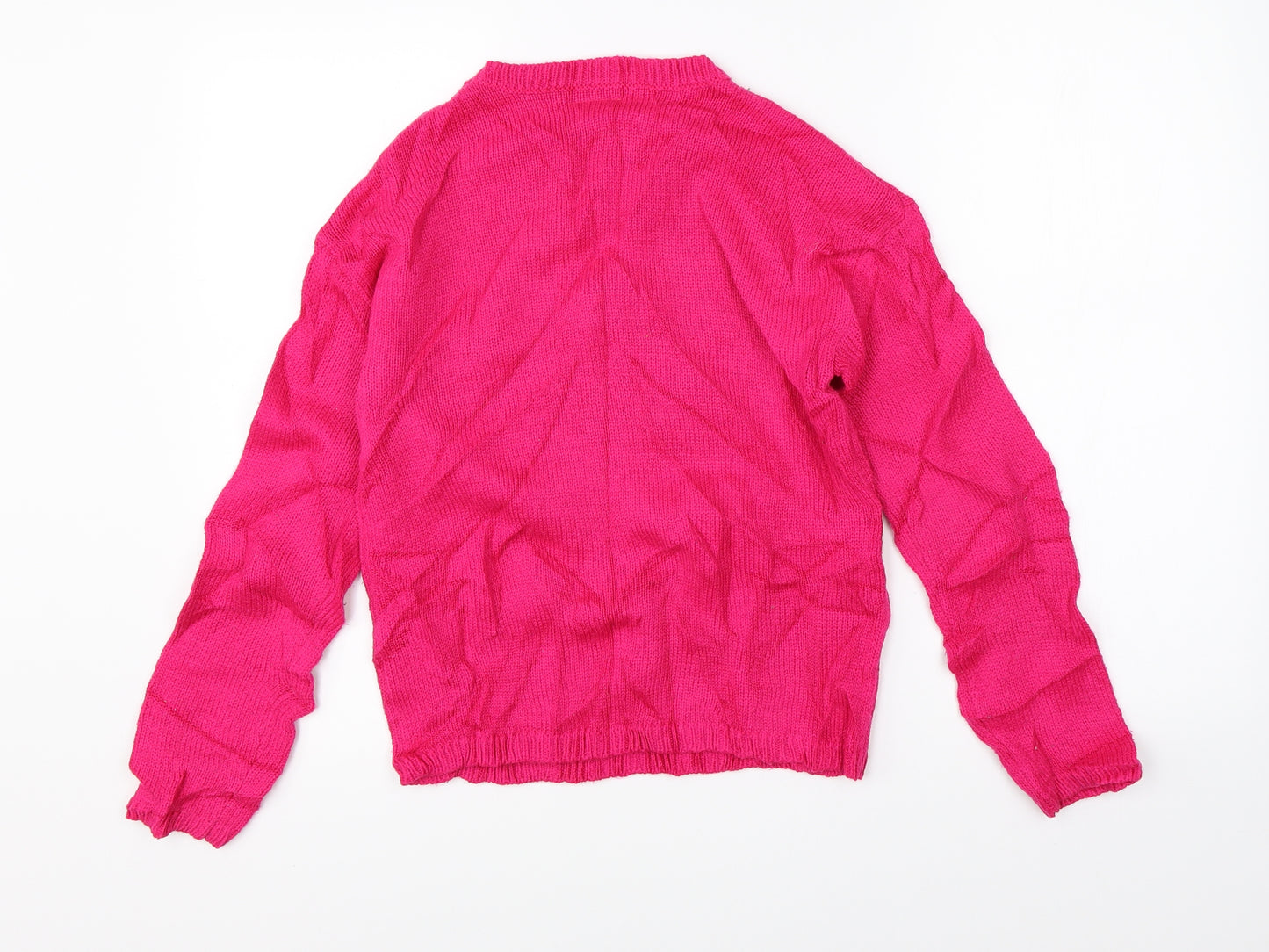 I Love Girls Wear Girls Pink  Knit Pullover Jumper Size 12 Years  - unicorn